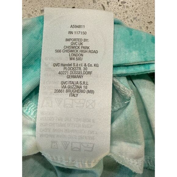 Belle by Kim Gravel QVC Sz Small Rayon Spandex Tie Dye White Green 3/4 Sleeves - Picture 6 of 6